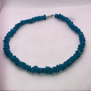Turquoise Rough Cut Choker, Vintage 18” Barrel Clasp